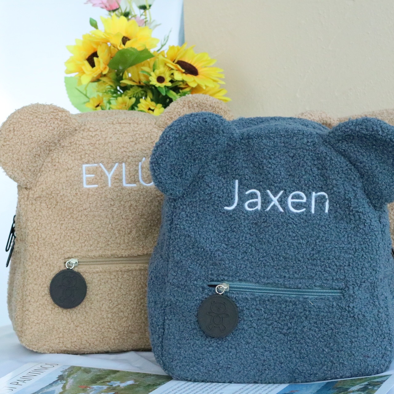 Custom Teddy Bear Backpack – Embroidered Plush Gift Bag